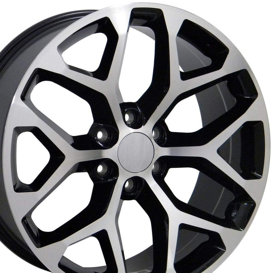20 Inch OE Wheels CV98B Rim Fits Silverado 1500 Snowflake Style 6x139.7 20x9 Gloss Black Machined - Hollander 5668 (1)