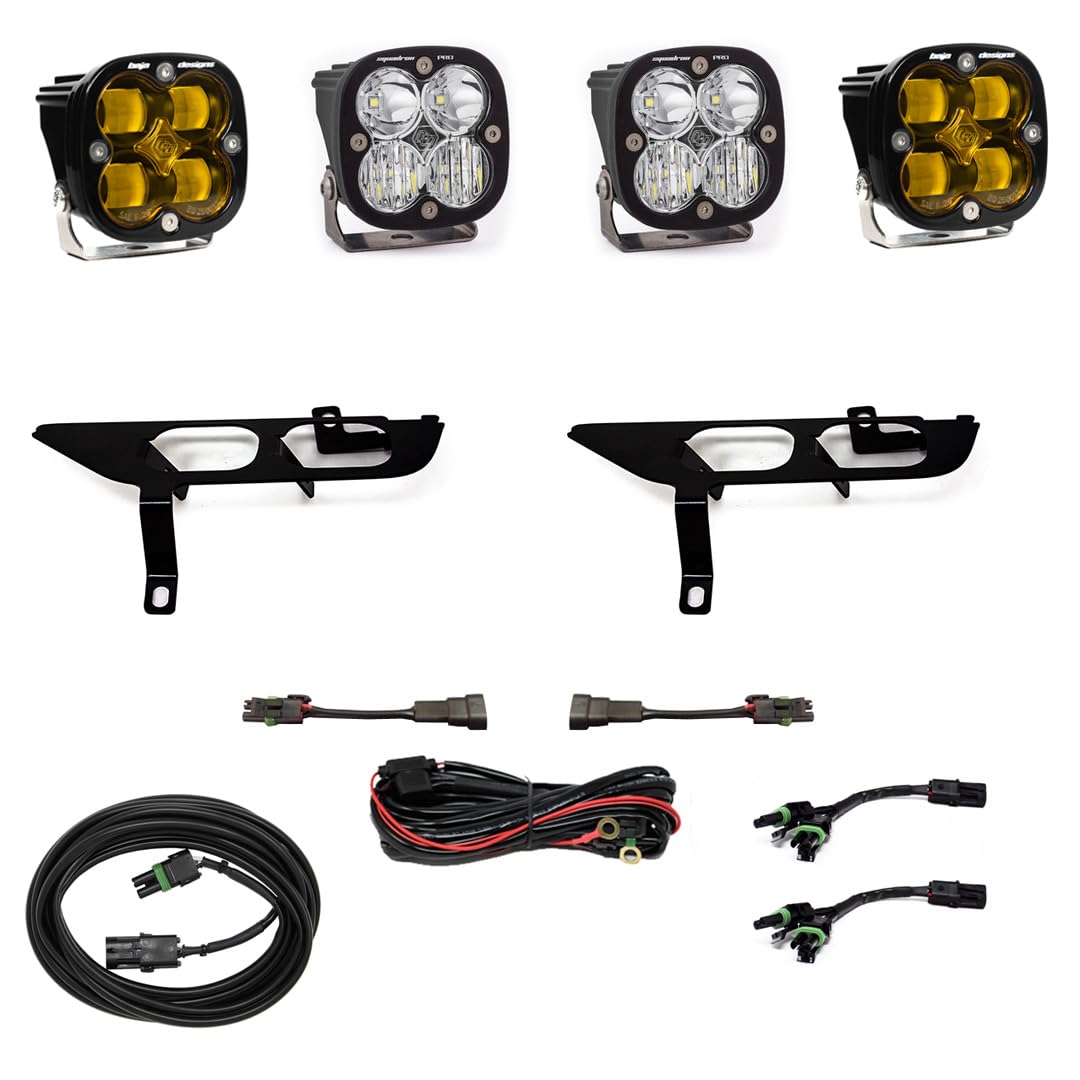 Baja Designs Fog Pocket Squadron SAE Sport LED Light Kit fits Ford F-150 2021+ Without Daytime Running Lights (Multi-Pattern; Amber; Toggle Wiring)