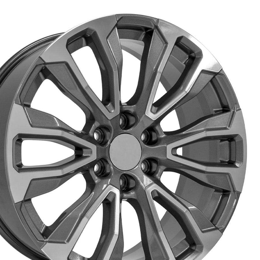 22 Inch OE Wheels CV30 Rim Fits Yukon Denali Style 6x139.7 22x9 Gloss Gunmetal Machined - Hollander 14025 (1)