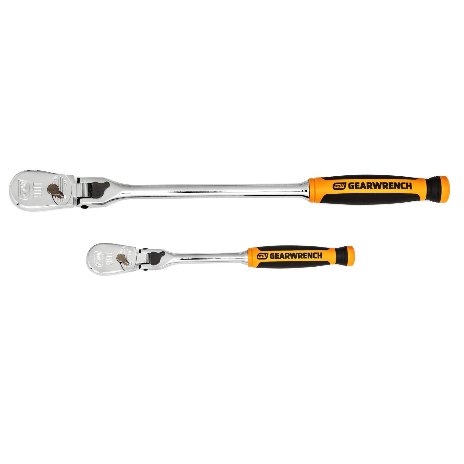 2 Pc. GEARWRENCH 1/4" & 3/8" Drive 90 Tooth Dual Material Locking Flex Head Teardrop Ratchet Set - 81275T