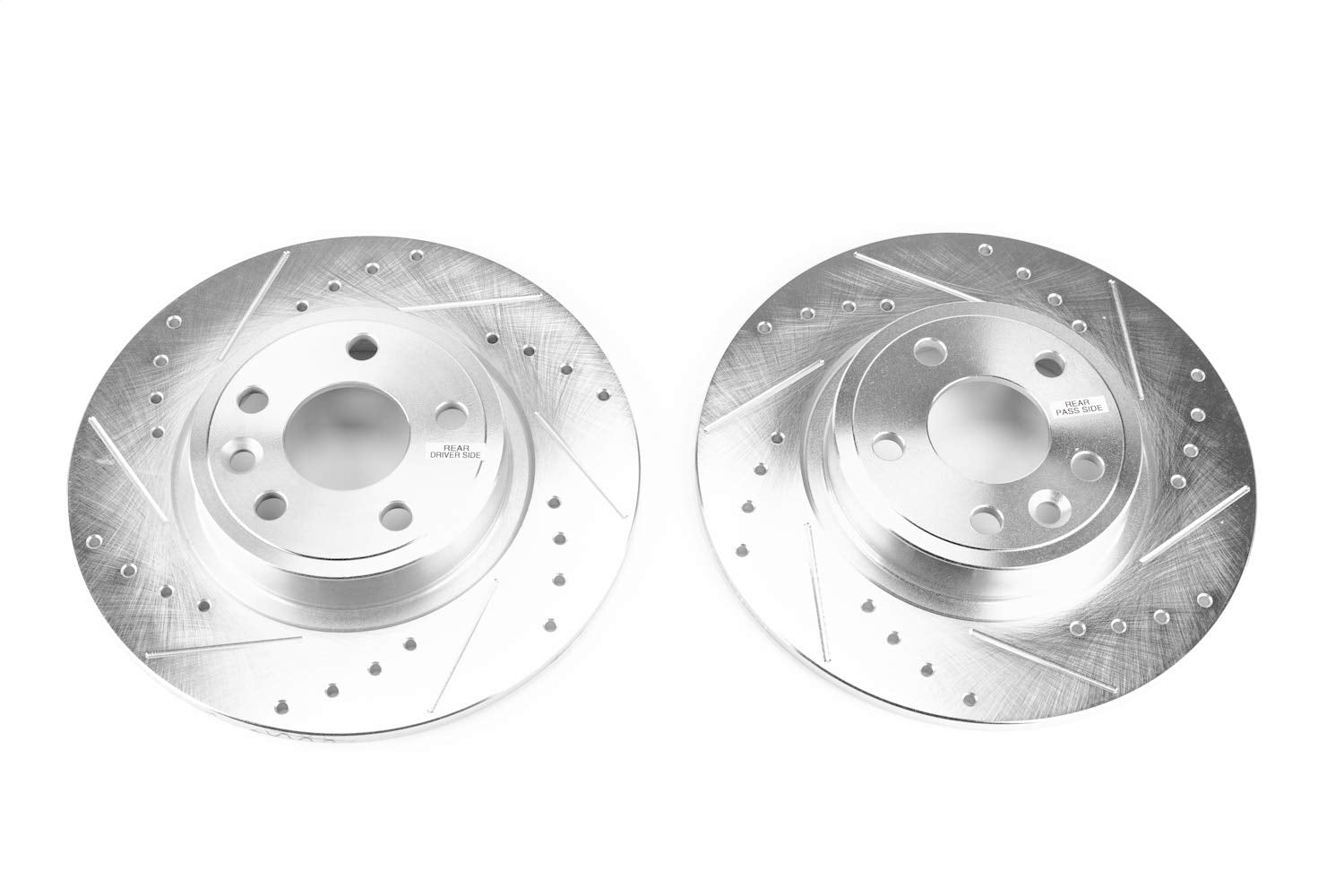 Power Stop EBR1655XPR Rear Drilled and Slotted Brake Rotor Pair For Jaguar E-Pace 2018-2020, Land Rover Discovery Sport 2015-2019 [Model Specific]