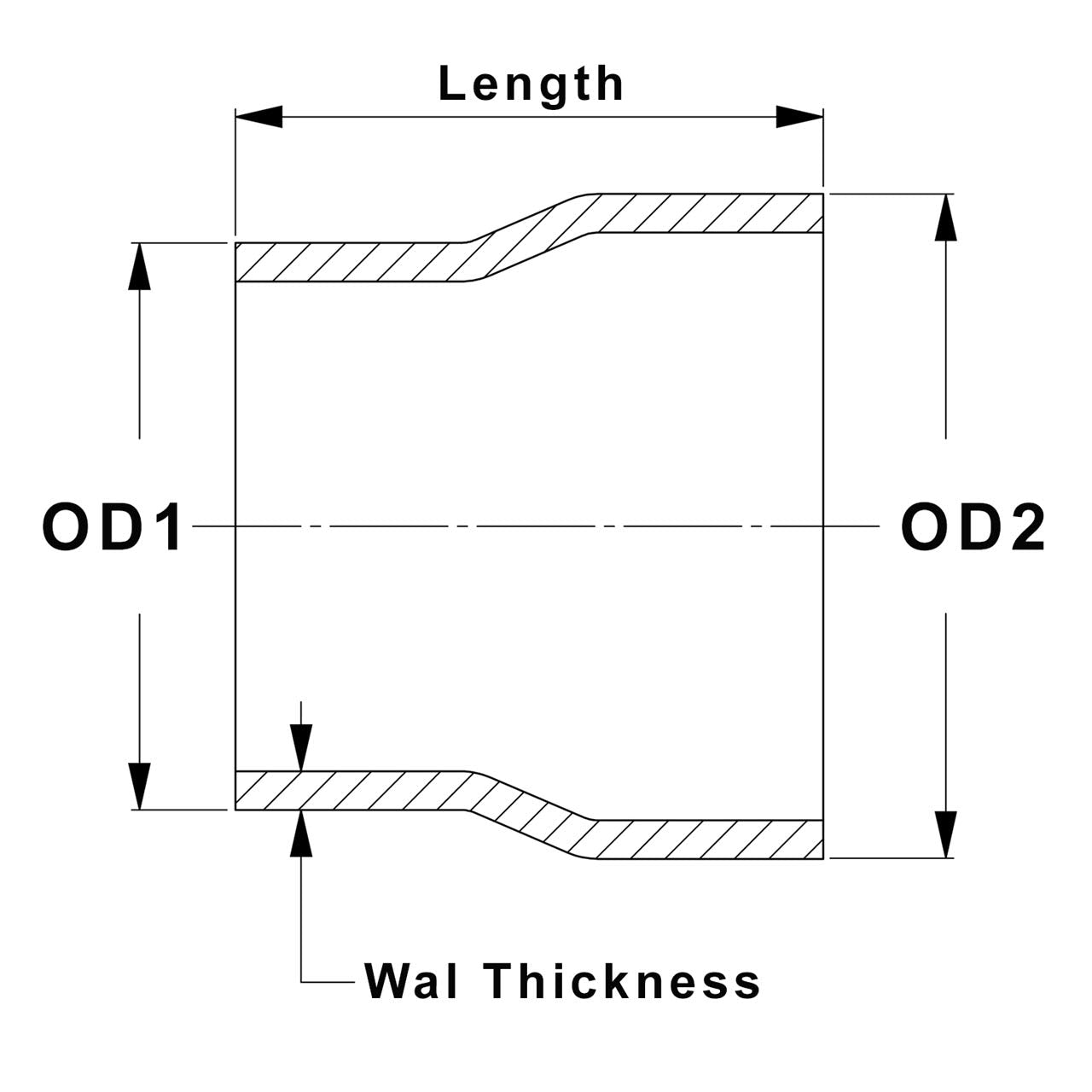HPS 6061 T6 Aluminum Step Up Transition Joiner Reducer Tube, 2.5" - 3" OD, 4" Length, 16 Gauge, 0.065" Wall Thickness