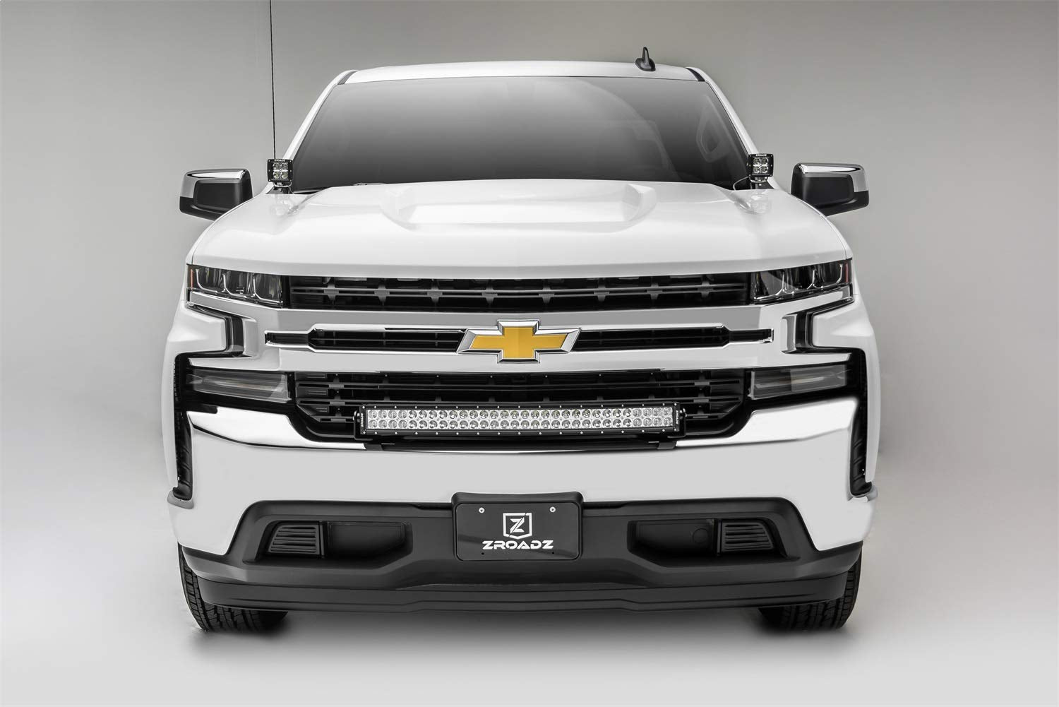ZROADZ LED Kit Ditch Hood Hinge - Compatible w/ 2019-2022 Chevy Silverado 1500 - Incl. (2) 3 Inch LED Pod Lights - Mild Steel Gloss Black Finish - Bolt-On Easy Installation - PN #Z362181-KIT2