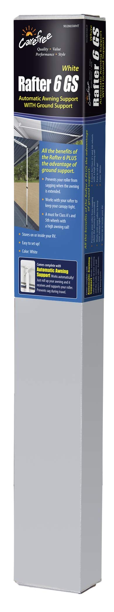 Rafter 6 Carefree 902865White with Automatic Awning and Ground Support