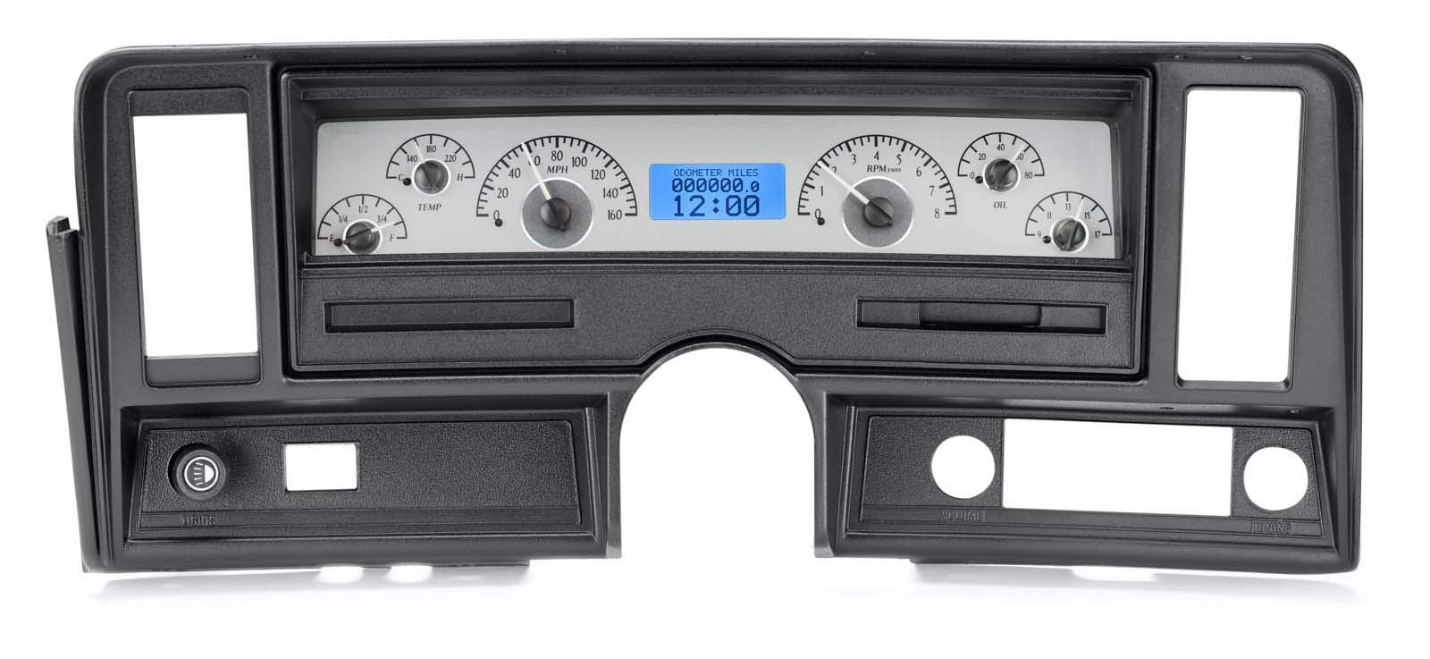 Dakota Digital VHX-69C-NOV-S-B Analog Dash Gauge System Compatible with 1969-76 Chevy Nova Silver Alloy Blue Backlighting