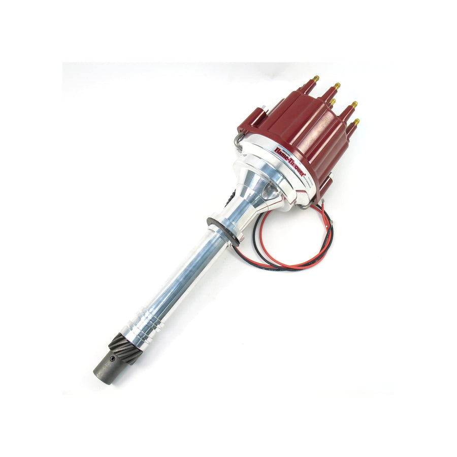 Pertronix Flame-Thrower D200811 Red Cap Male Plug and Play Marine Billet Electronic Distributor with Ignitor II Technology for Chevrolet Small Block/Big Block Red Cap Male