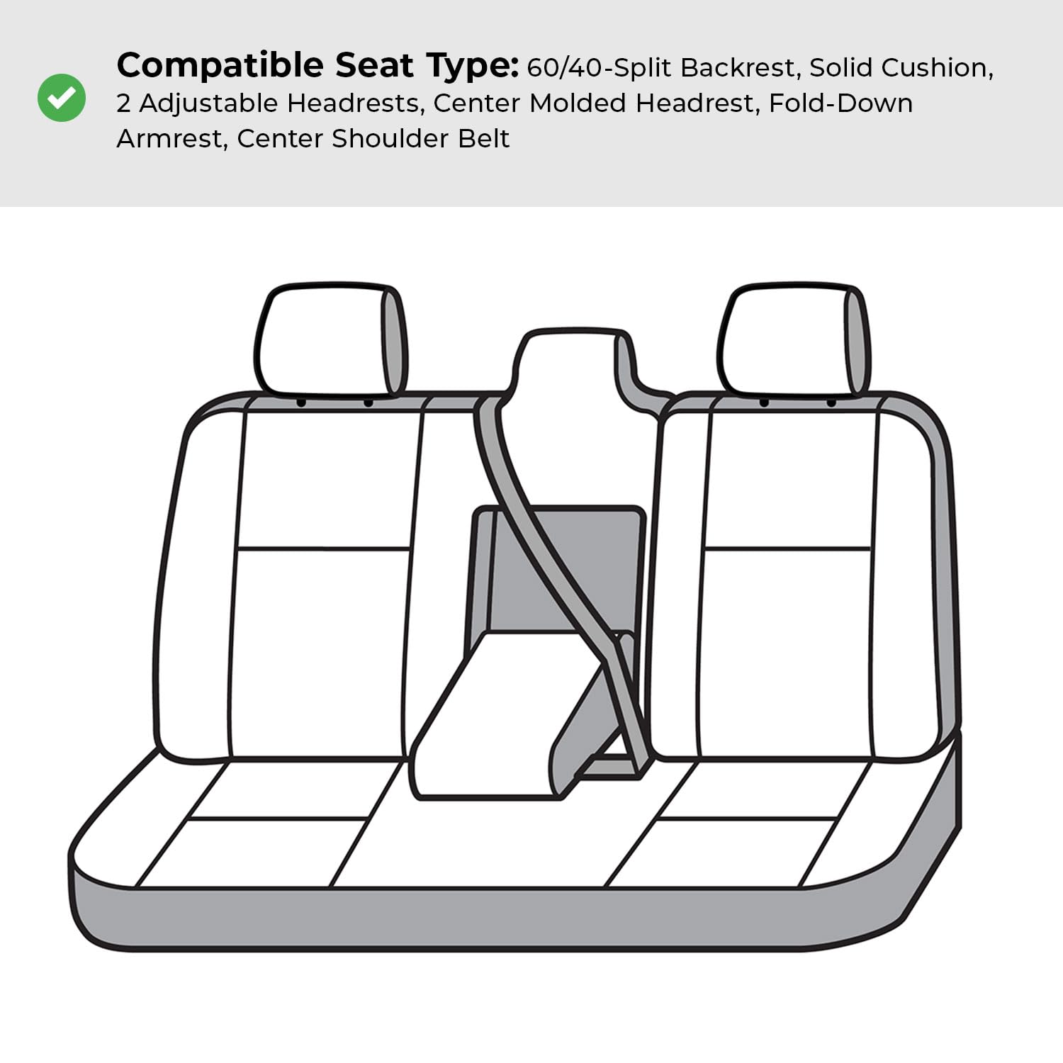 Covercraft Custom Polycotton Seat Covers | Fits 2024 Toyota Corolla Cross (Excludes Hybrid) | 2nd Row 60/40 Bench Seat, Grey