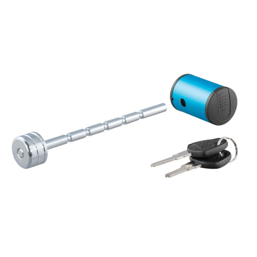 CURT Right-Angle Trailer Coupler Lock, 1/4-Inch Pin Diameter, Up to 3-Inch Span, BLUE ANODIZED ALUMINUM