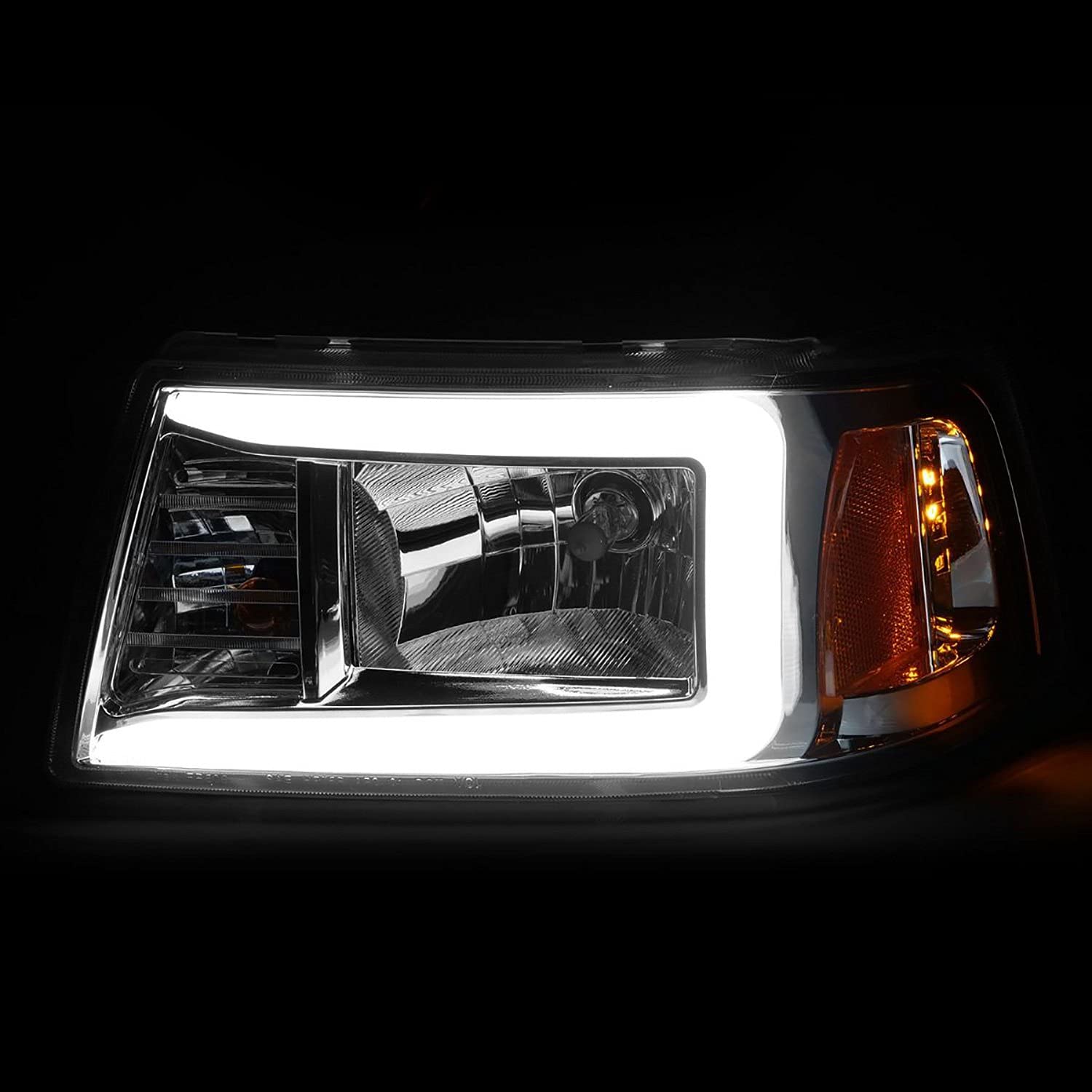 2001-2011 Ford Ranger ANZO (111512) Crystal Headlights w/Light Bar Chrome Housing