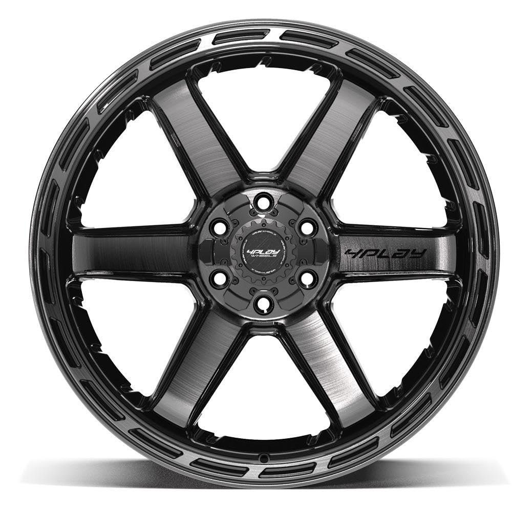 22 Inch 4PLAY Wheels Rim 4P63 Fits 6x135 & 6x139.7 22x12 Gloss Black Brushed with Tinted Clear (1)