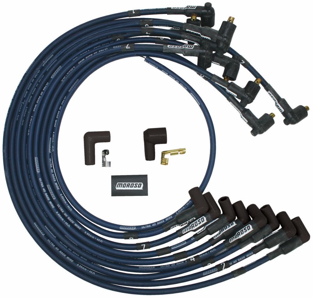 Moroso ULTRA 40 IGNITION WIRE SET, UNSLEEVED, BBC, NON-HEI, BLUE