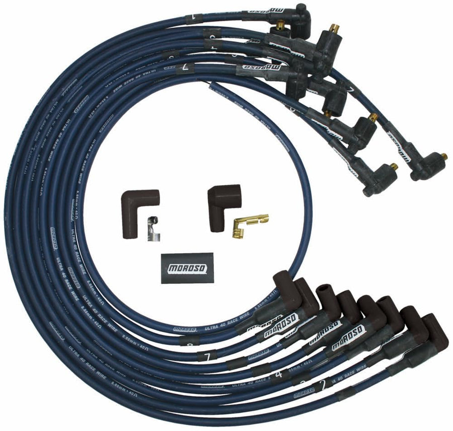 Moroso ULTRA 40 IGNITION WIRE SET, UNSLEEVED, BBC, NON-HEI, BLUE