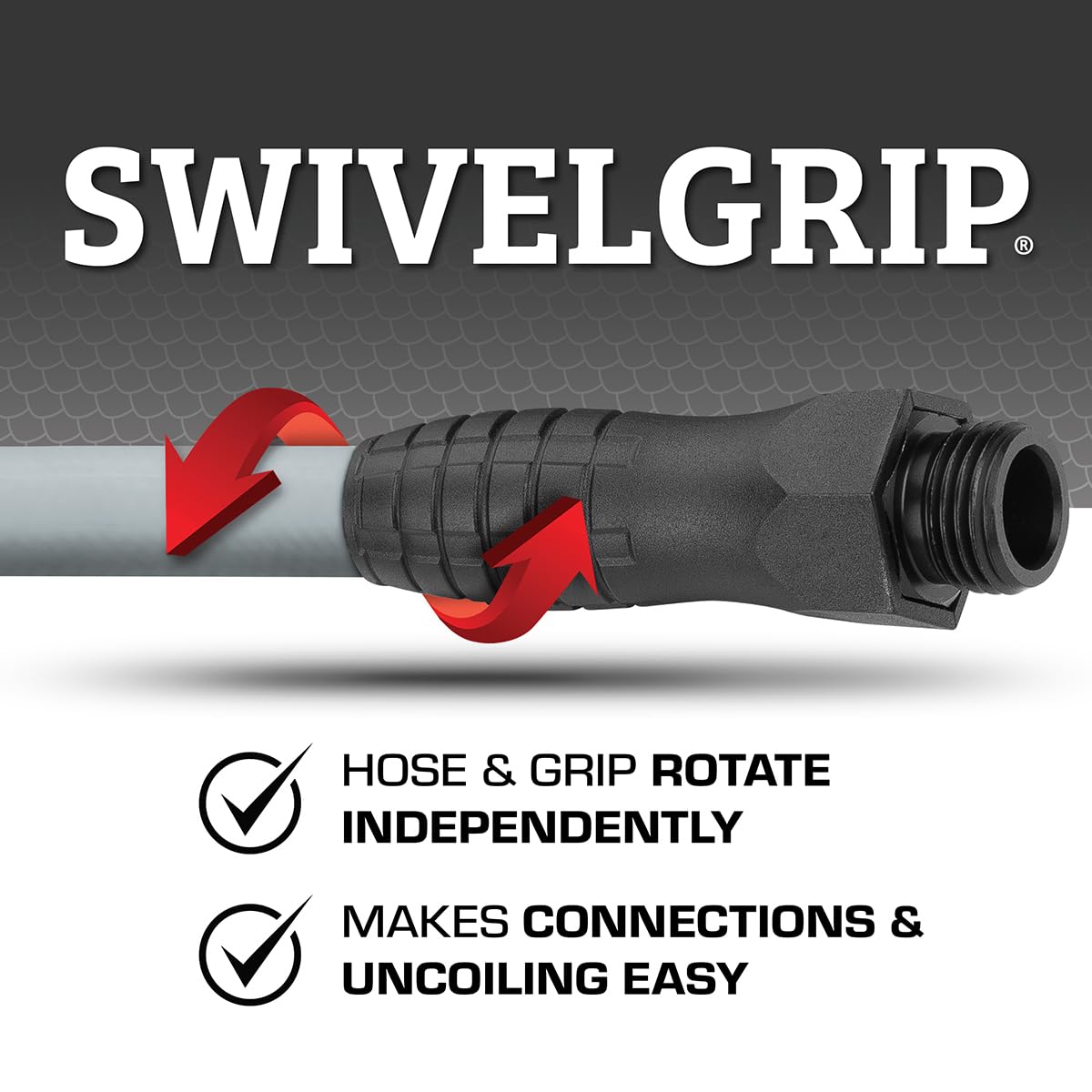 Flexzilla SwivelGrip Colors Garden Hose 5/8 in. x 50 ft., Lightweight All-Weather Water Hose, Durable and Flexible, Leak-Free Connections, Slate Grey