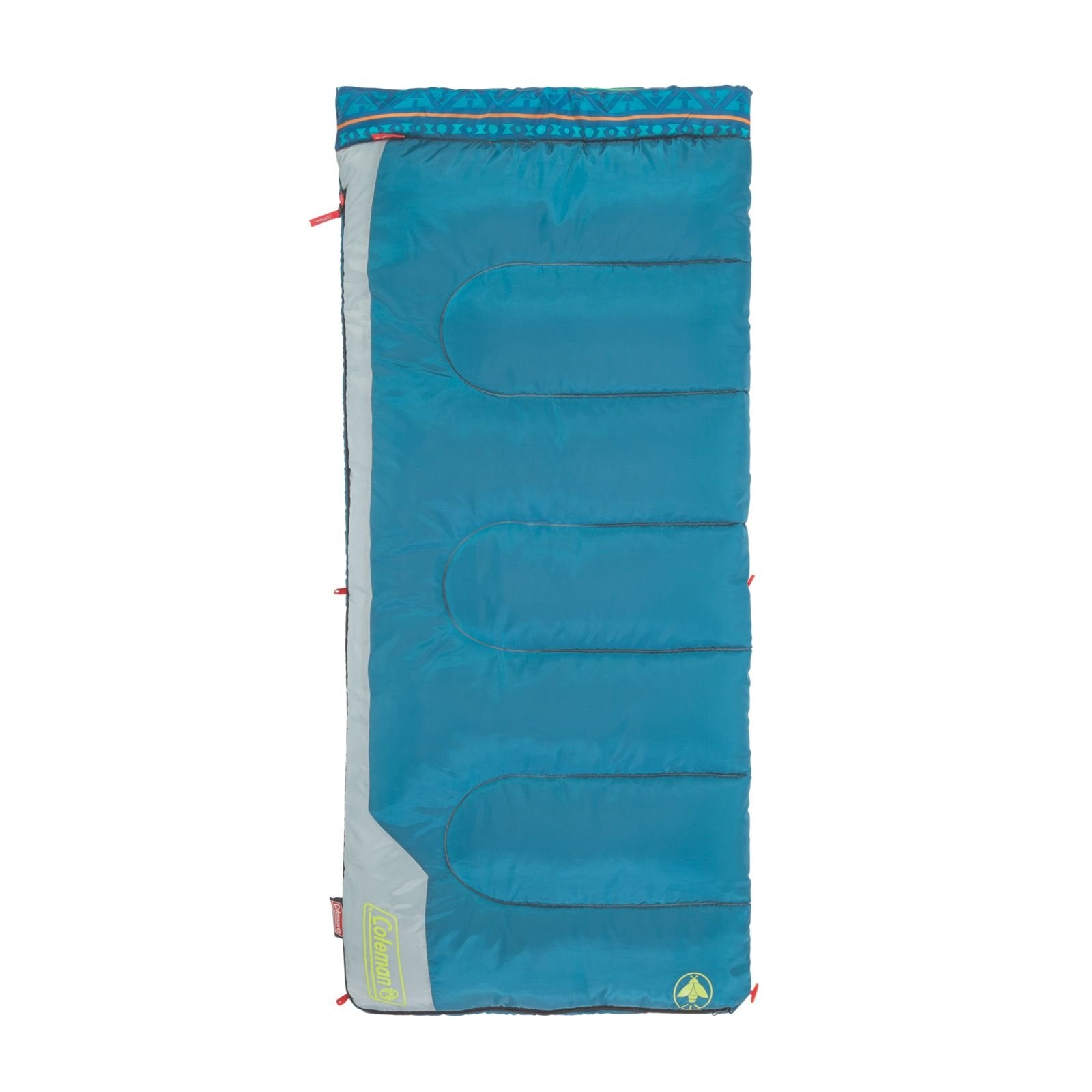 Kids Coleman 50°F Sleeping Bag, Comfortable Youth Sleeping Bag for Sleepovers & Camping, Fits Children up to 5ft Tall, Glow in The Dark Design, Stuff Sack Included, Machine Washable
