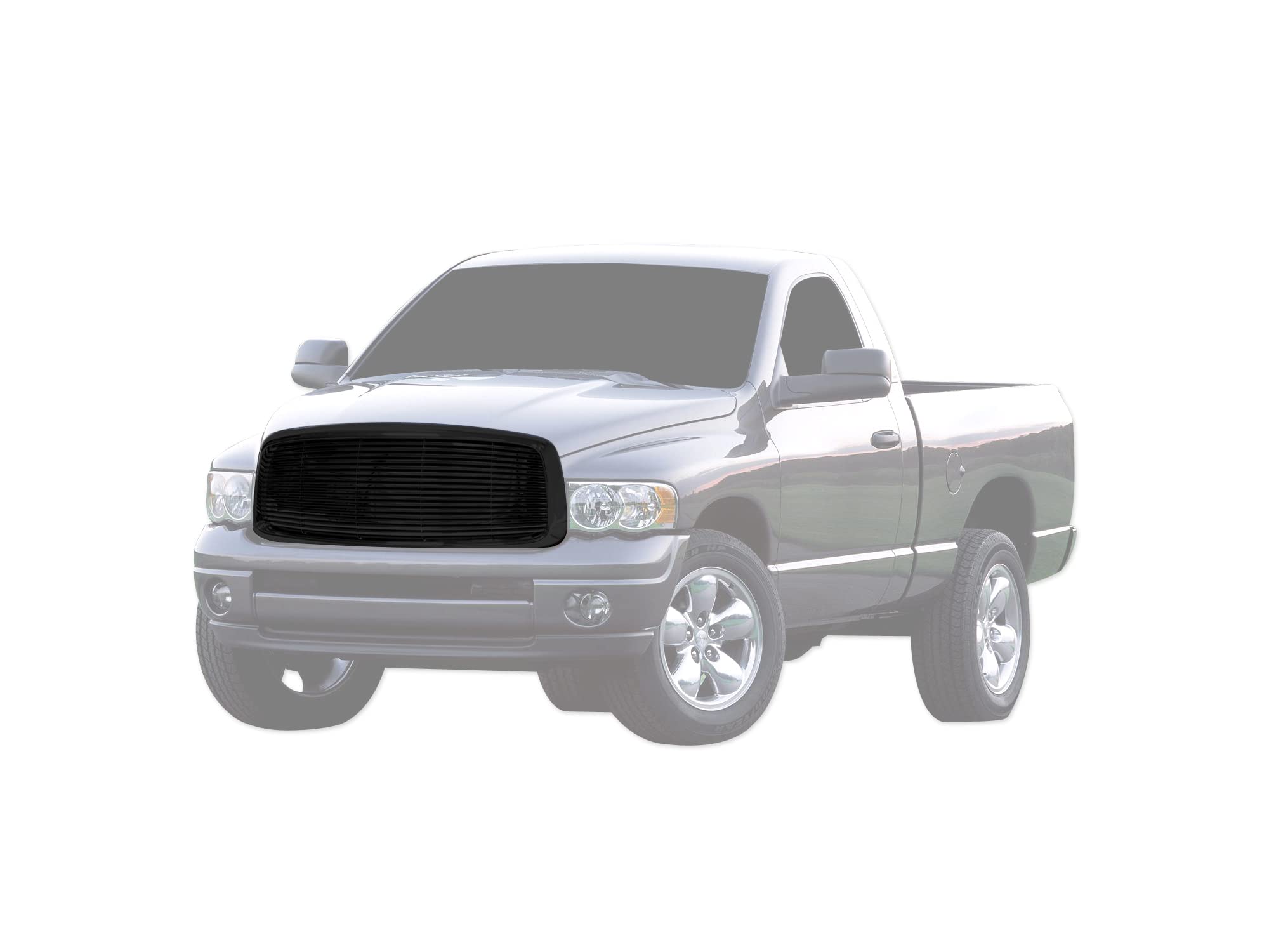 7147904 Armordillo USA Horizontal Front Hood Grille - Gloss Black Fits 2003-2005 Dodge Ram 2500/3500