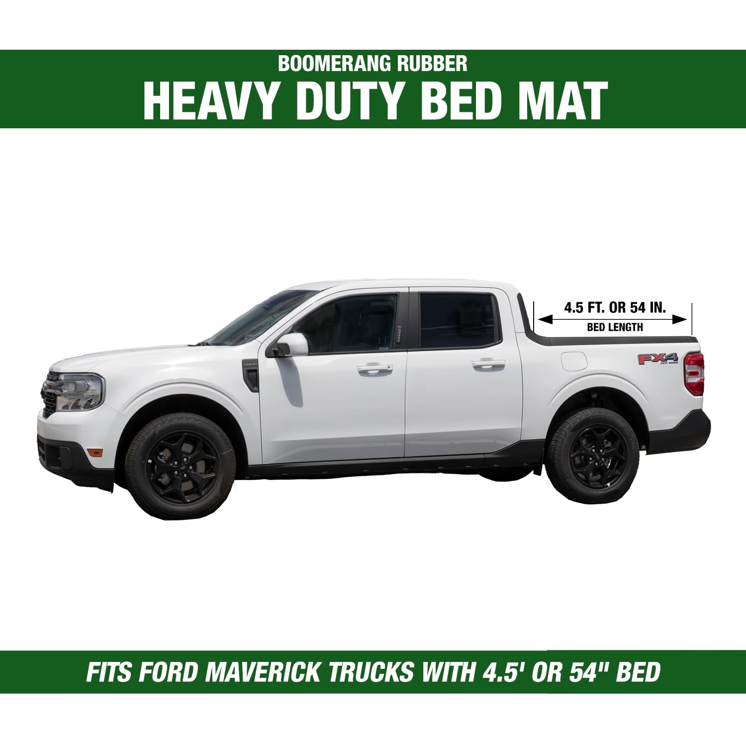 Rubber All-Weather Truck Bed Mat, 4ft 5in – Slip-Resistant Tailgate Flooring for Ford Maverick 2022+, Easy Clean Cargo Liner for Ford Maverick, Scratch Resistant, 100% Recycled Rubber, Made in The USA