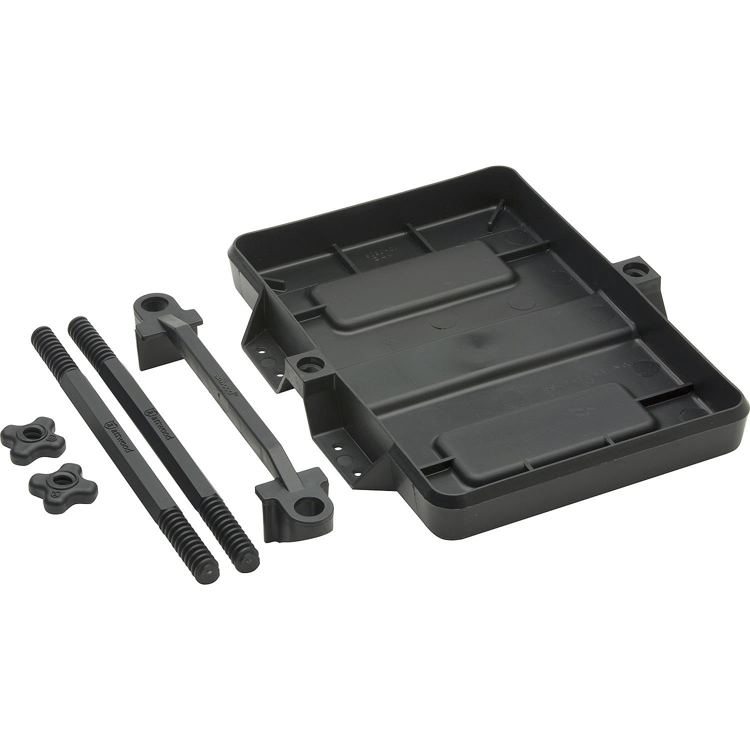 Heavy-Duty Attwood Adjustable Battery Tray 9097-5, Black – All-Plastic, Rust-Proof, Fits Group 24 Batteries