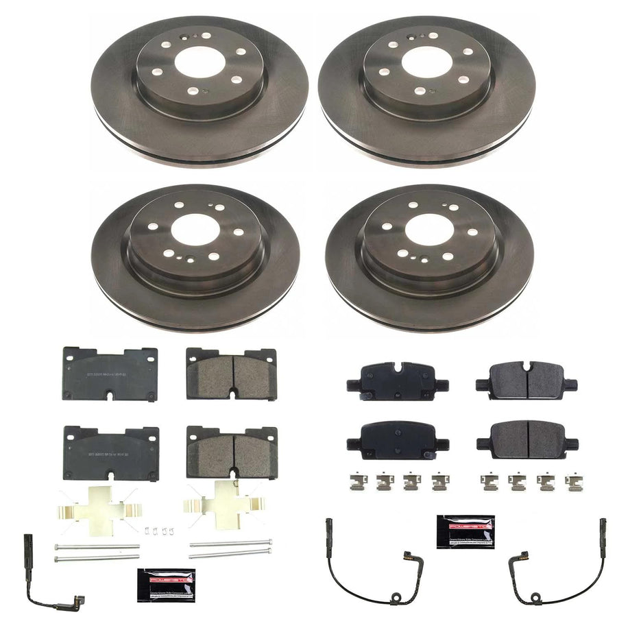 Power Stop KOE8171 Front and Rear Replacement Brake Kit-OE Brake Rotors & Ceramic Brake Pads and 2 Front & 2 Rear Sensor Wires For 2019 2020 Chevy Silverado 1500