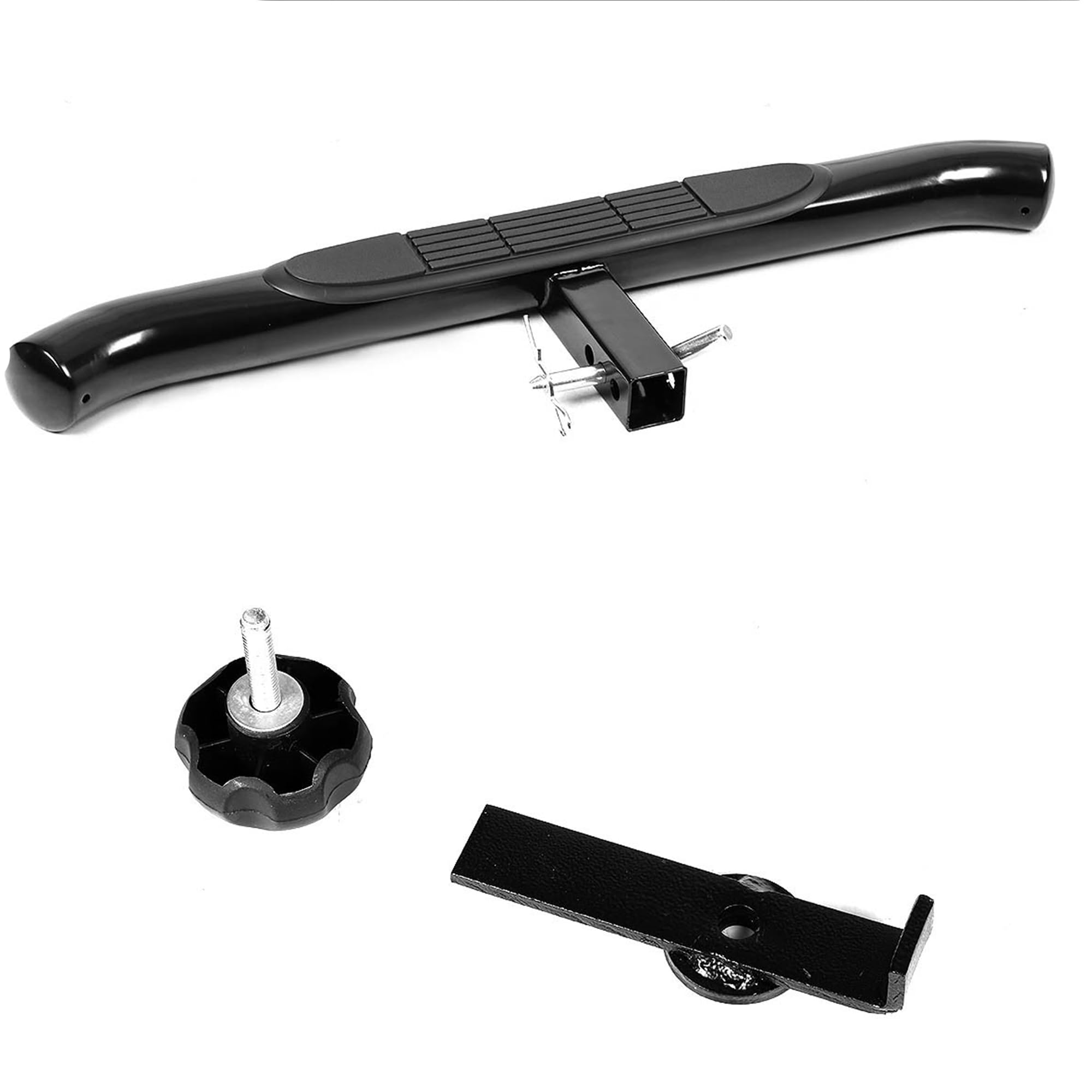 Black Steel Black Horse Rear Hitch Step Compatible with Universal-Universal Universal Universal Fits in Class III 2â€ Hitch Receiver 3" Round