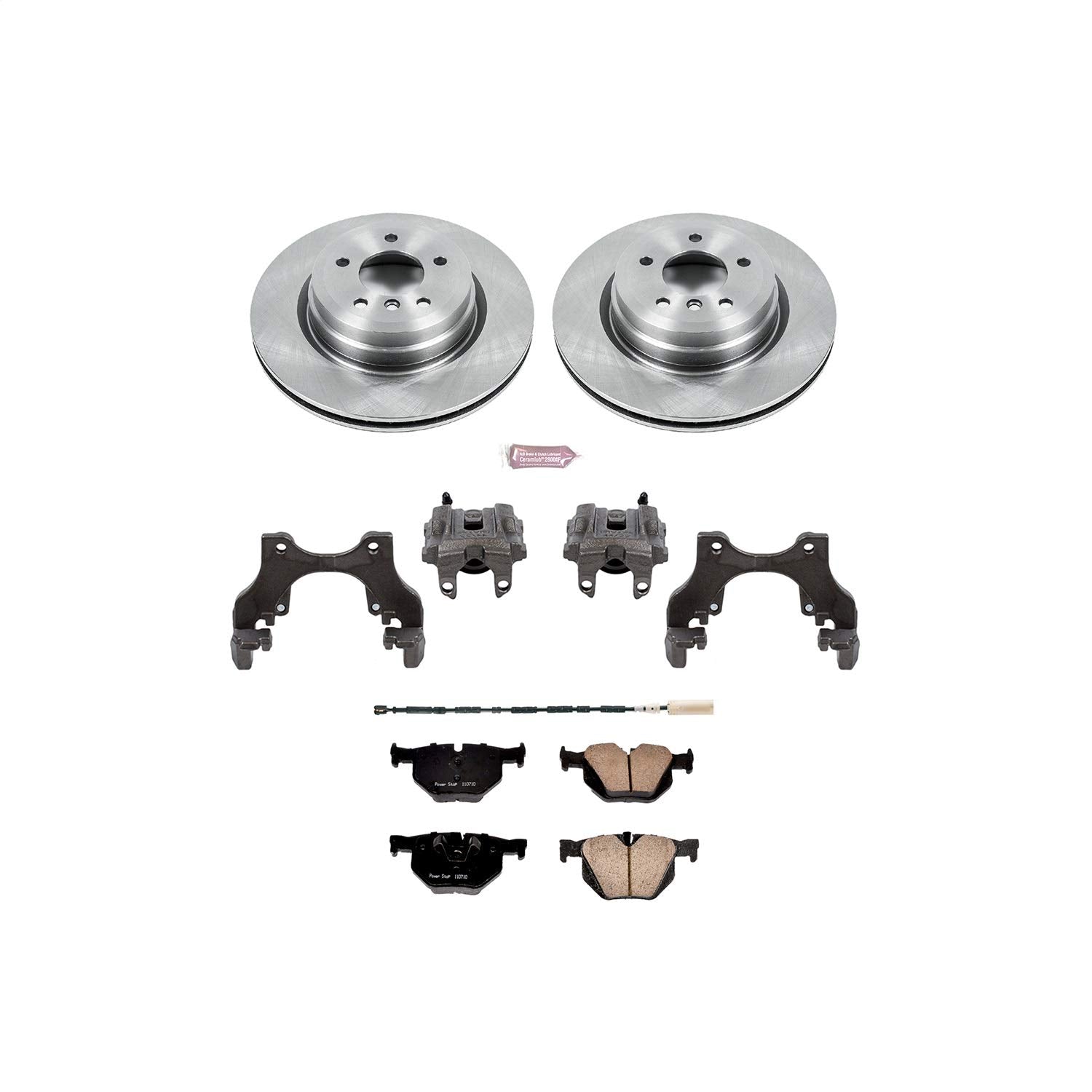 Power Stop KCOE7009 Replacement Autospeciality Rear Caliper Kit- OE Rotors, Ceramic Brake Pads, Calipers For BMW X1 2013-2015 [Model Specific]