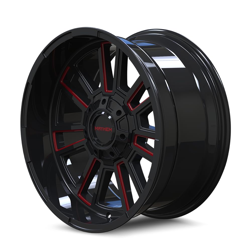 Apollo MAYHEM 8115 Gloss Black Milled Prism RED Milled 20-10 8-165.1 -19MM 125.2MM