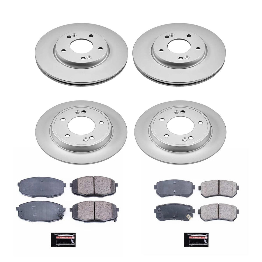 Z17 Power Stop CRK8278 Coated Rotor Brake Kit- Coated Rotors and Ceramic Brake Pads For Hyundai Kona 2018-2022 [Model Specific]