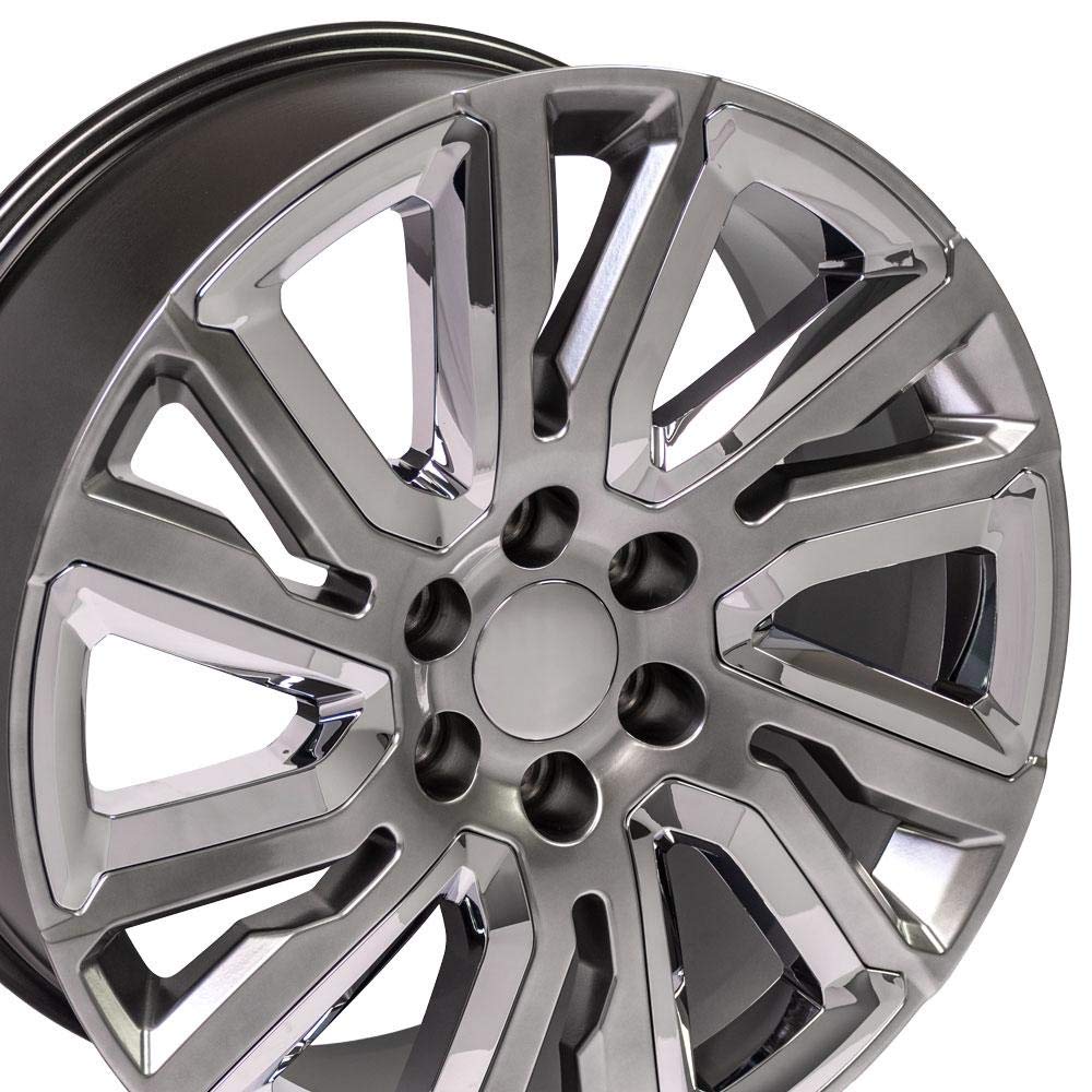 22 Inch OE Wheels CV39 Rim Fits Sierra 1500 Style 6x139.7 22x9 Gloss Hyper Black with Chrome Insert - Hollander 5907 (1)