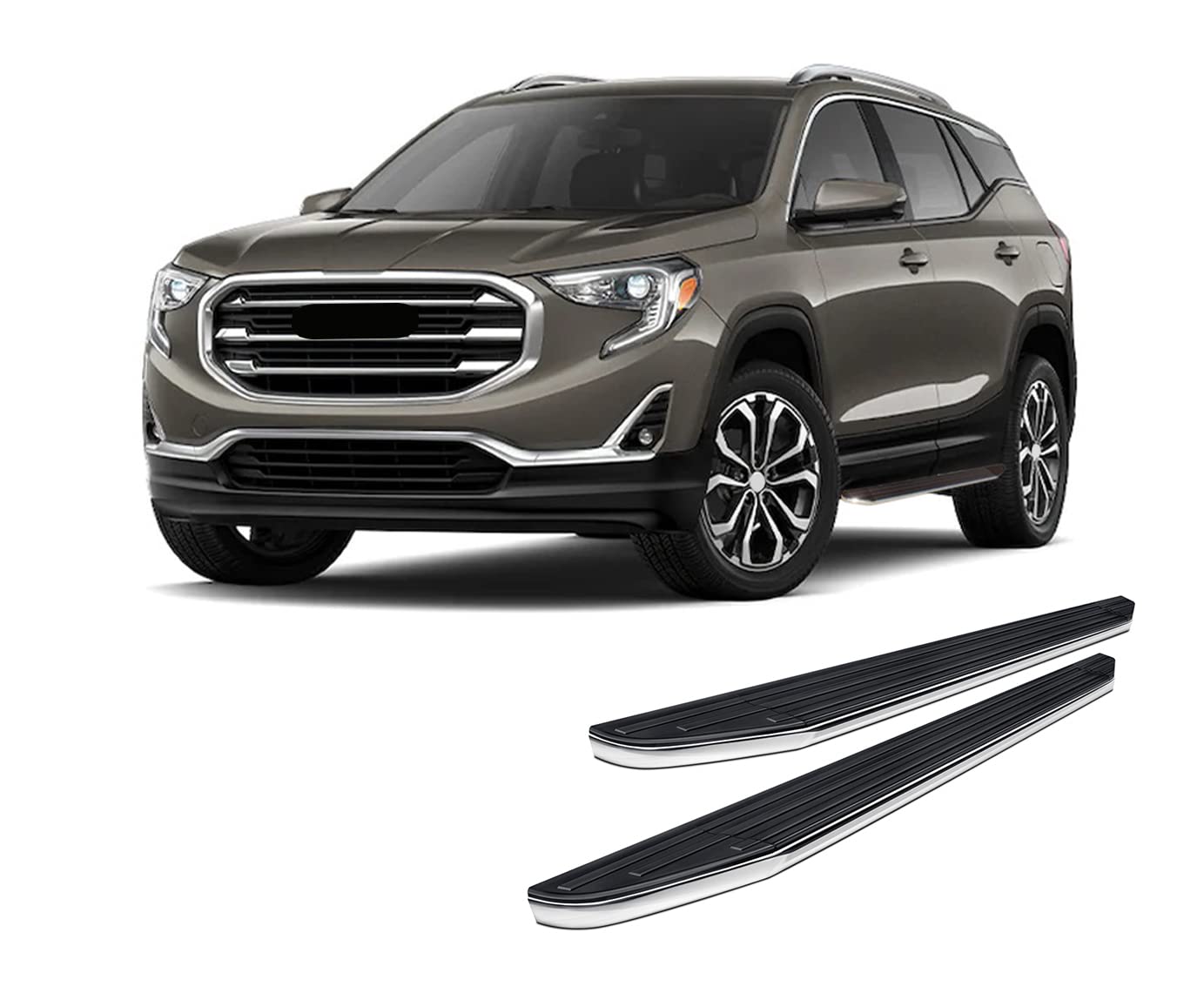 Premium Black Horse Running Boards Black Compatible with 2018-2023 GMC Terrain|2018-2023 Chevrolet Equinox-PR-G769