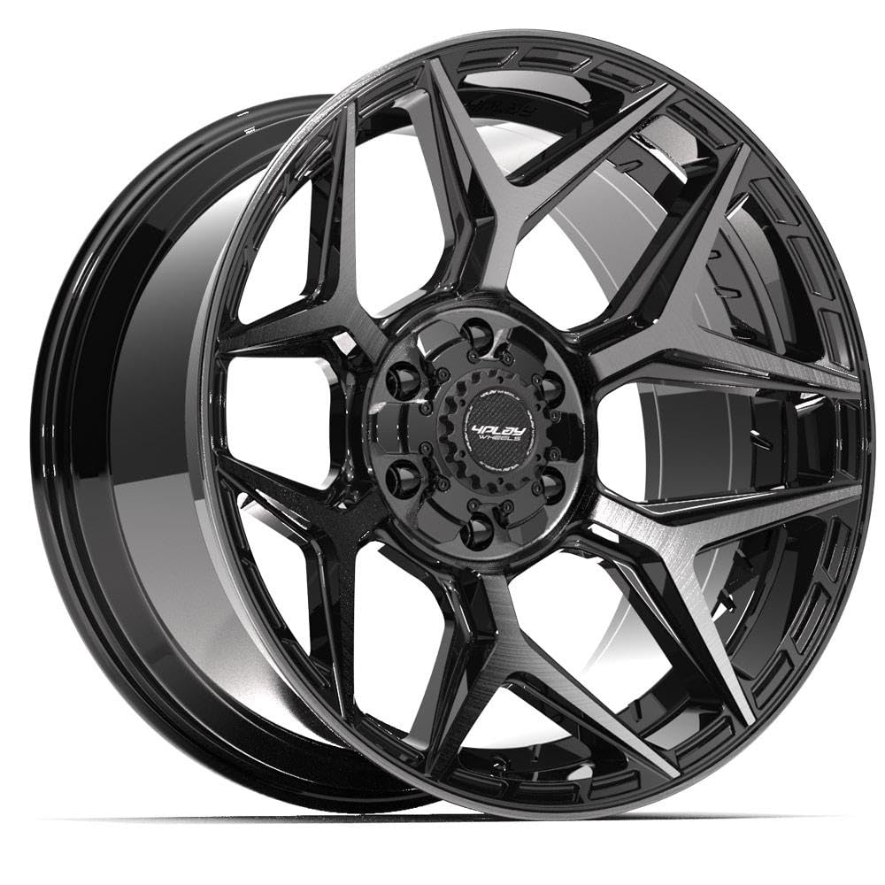 4PLAY 20 Inch Wheels Rim 4P06 Fits 6x135 & 6x139.7 20x10 Gloss Black Brushed with Tinted Clear (1)