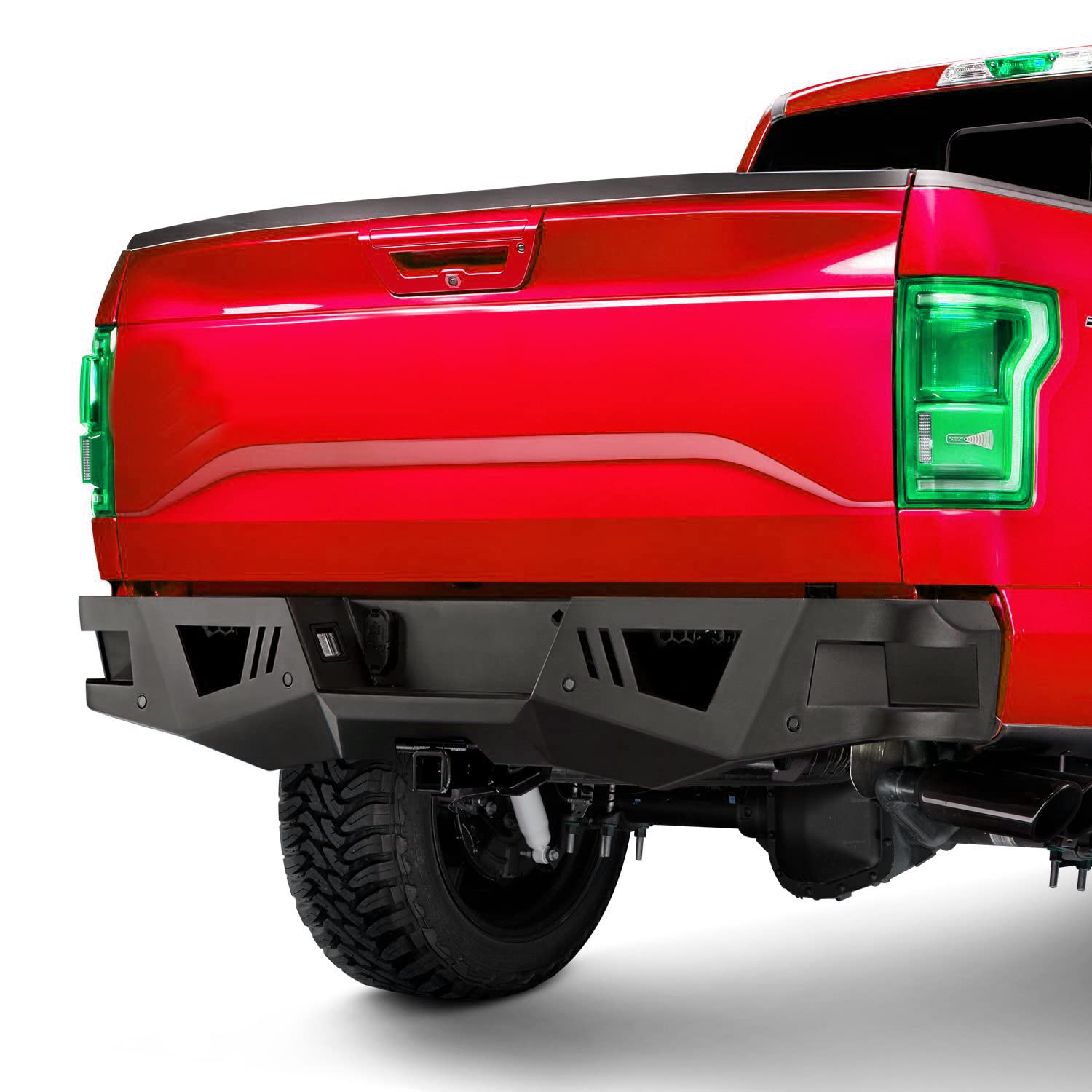 Heavy Duty Black Horse Armour Rear Bumper Matte Black Compatible with 2015-2020 Ford F-150-ARB-F115