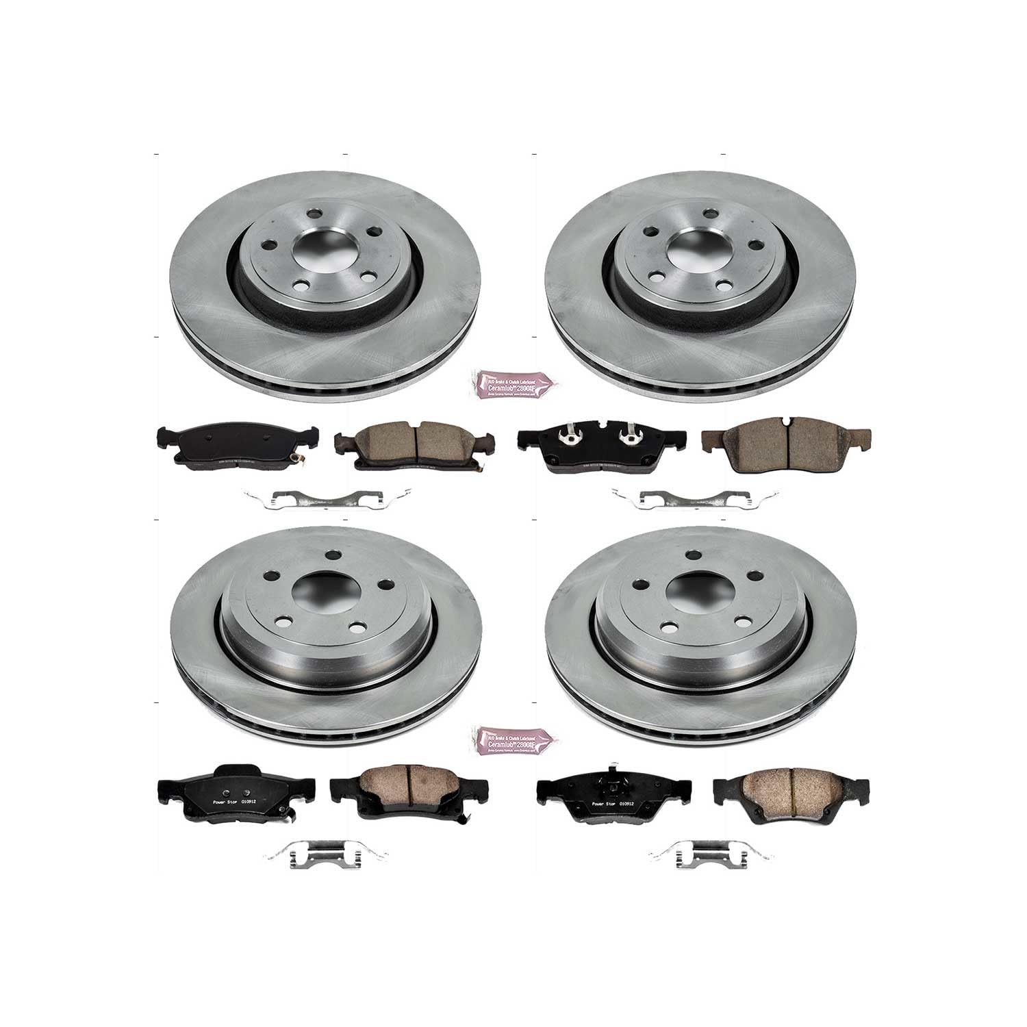 Power Stop Autospecialty KOE7136 Front and Rear Replacement Brake Kit-OE Brake Rotors & Ceramic Brake Pads For 2021-2023 Durango | 2016-2022 Grand Cherokee [Application Specific]