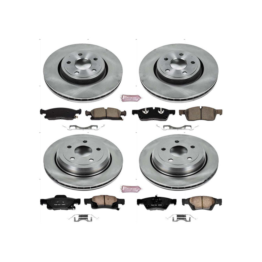 Power Stop Autospecialty KOE7136 Front and Rear Replacement Brake Kit-OE Brake Rotors & Ceramic Brake Pads For 2021-2023 Durango | 2016-2022 Grand Cherokee [Application Specific]