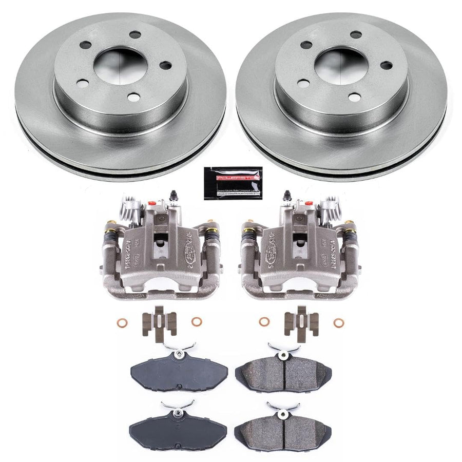 Power Stop KCOE1297 Replacement Autospeciality Rear Caliper Kit- OE Rotors, Ceramic Brake Pads, Calipers For Ford Thunderbird, Lincoln Mark VIII, Mercury Cougar [Model Specific]