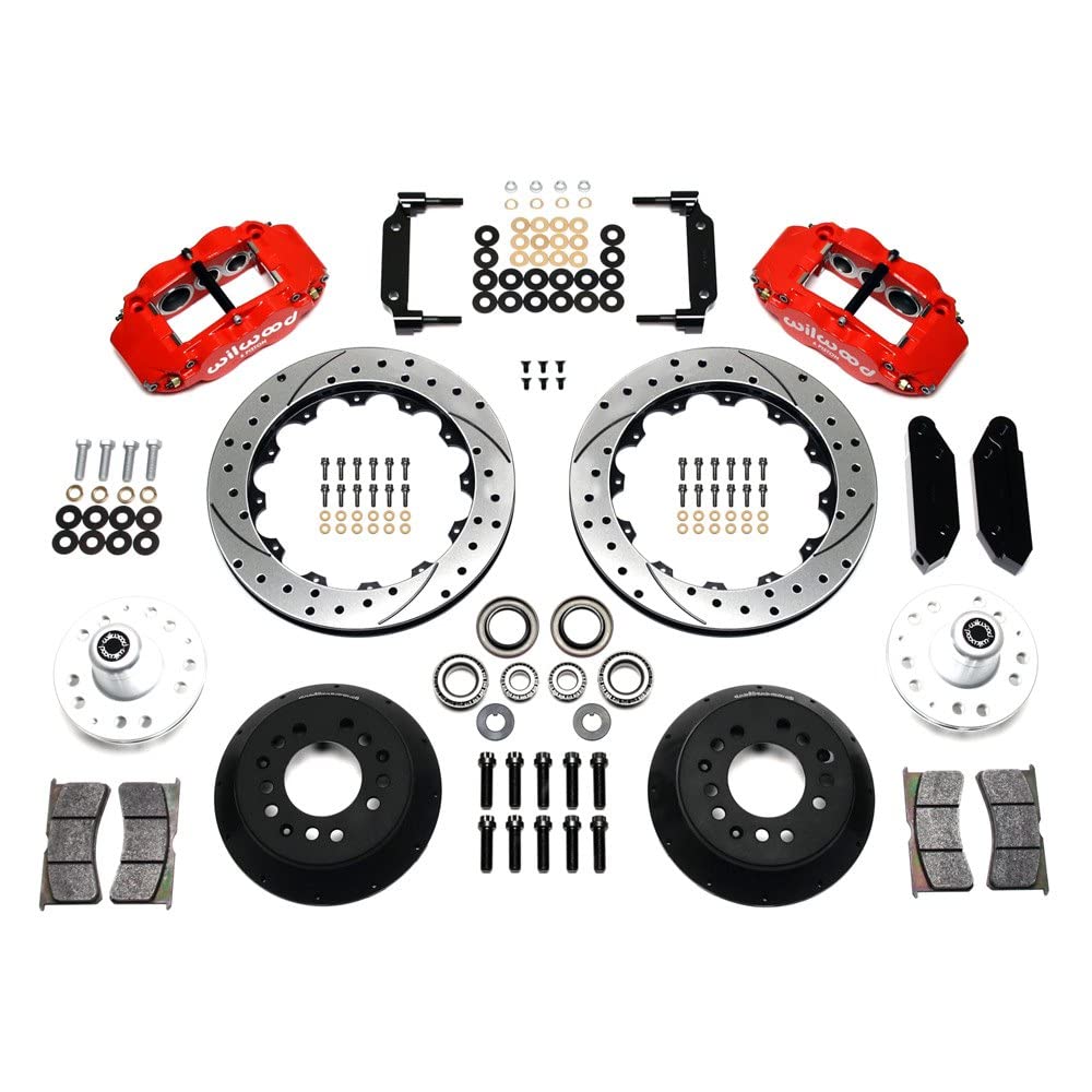 12.88" FNSL6R Front Hub Kit, Drilled, Red