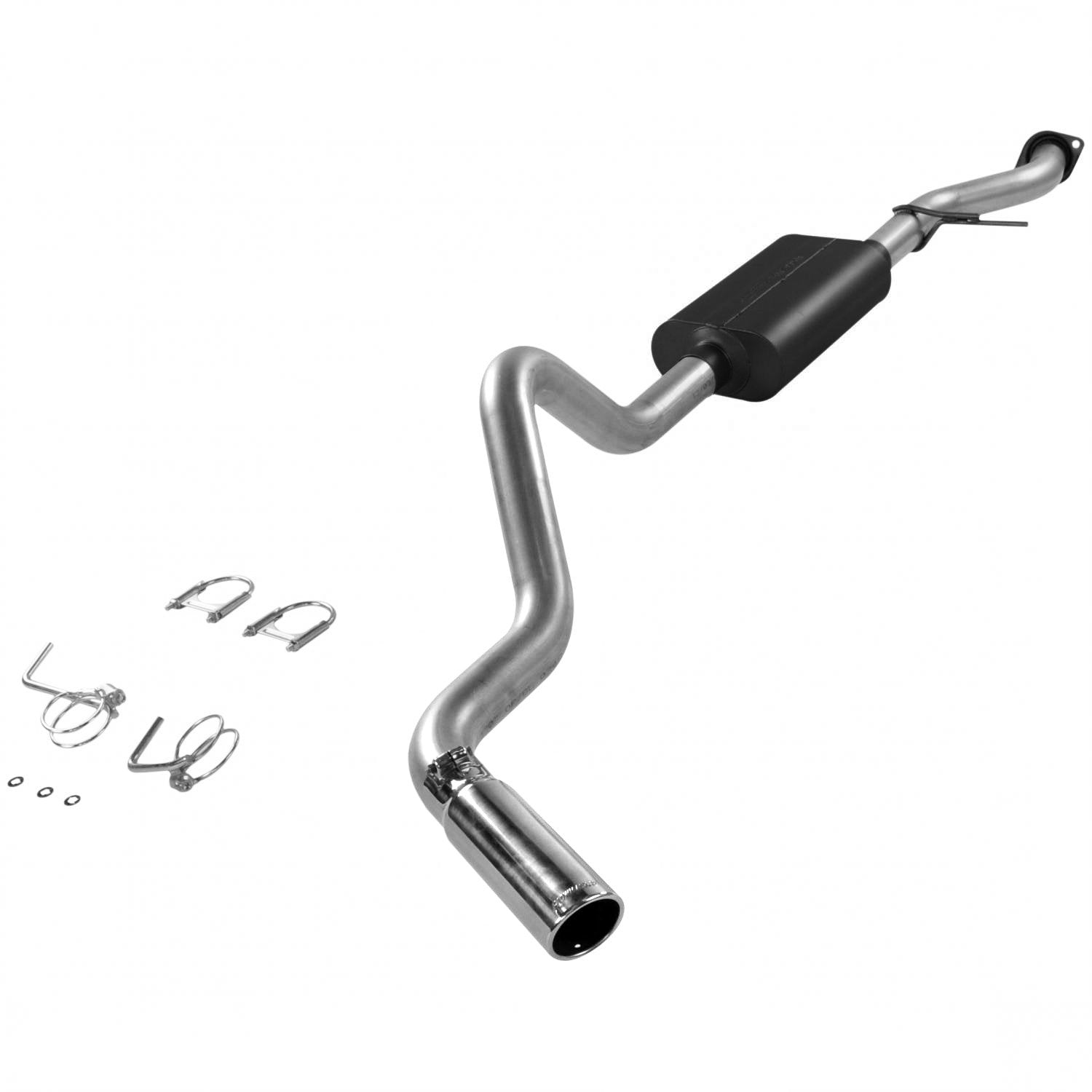 Force II Flowmaster 17360 Cat-Back Exhaust Kit 3 Inch Aluminized Steel 3.5 Inch Polished Stainless Tip Compatible with 1999-2007 Classic Body Chevy GMC 1500 4.3L 4.8L 5.3L 2/4WD Standard Cab Short Bed