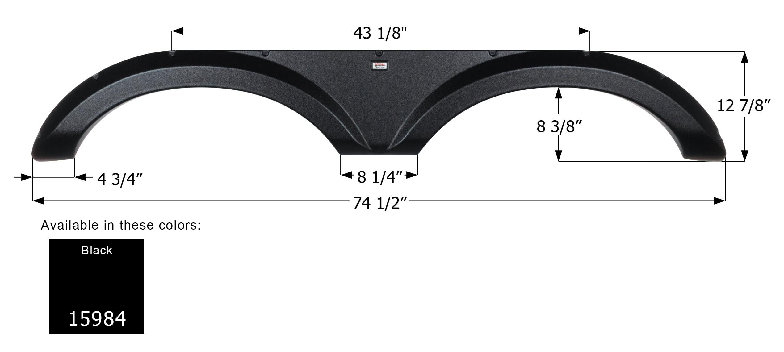 Tandem Axle Fender Skirt Icon FS5984 for Jayco - Black 15984