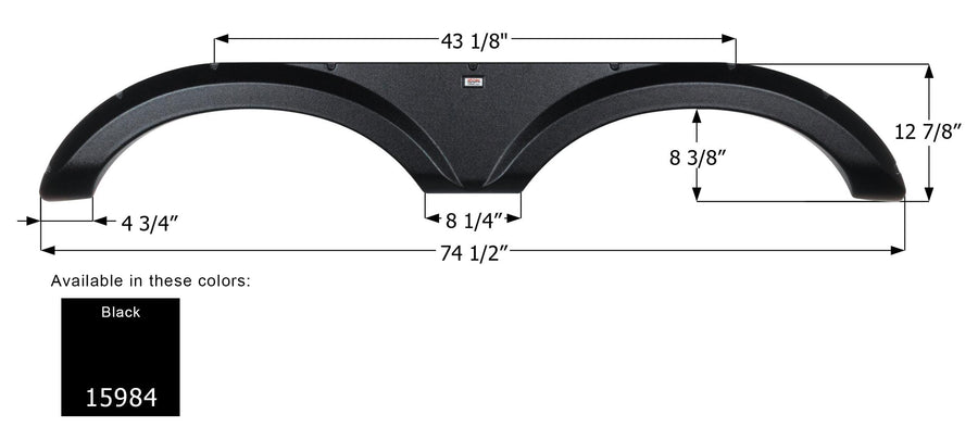 Tandem Axle Fender Skirt Icon FS5984 for Jayco - Black 15984