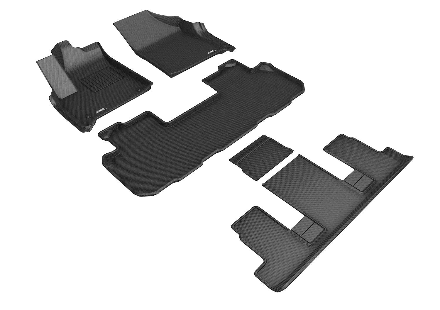 MAXpider 3D Custom Fit Kagu Floor Mat (Black) Compatible with Buick Enclave 7-Seat 2018-2024 - R1 R2 R3