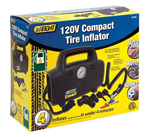 120V Compact Tire Inflator Performance Tool 60398 - Portable Air Compressor with Digital Gauge for Car, Truck, SUV, Motorcycle, and Bicycle Tires
