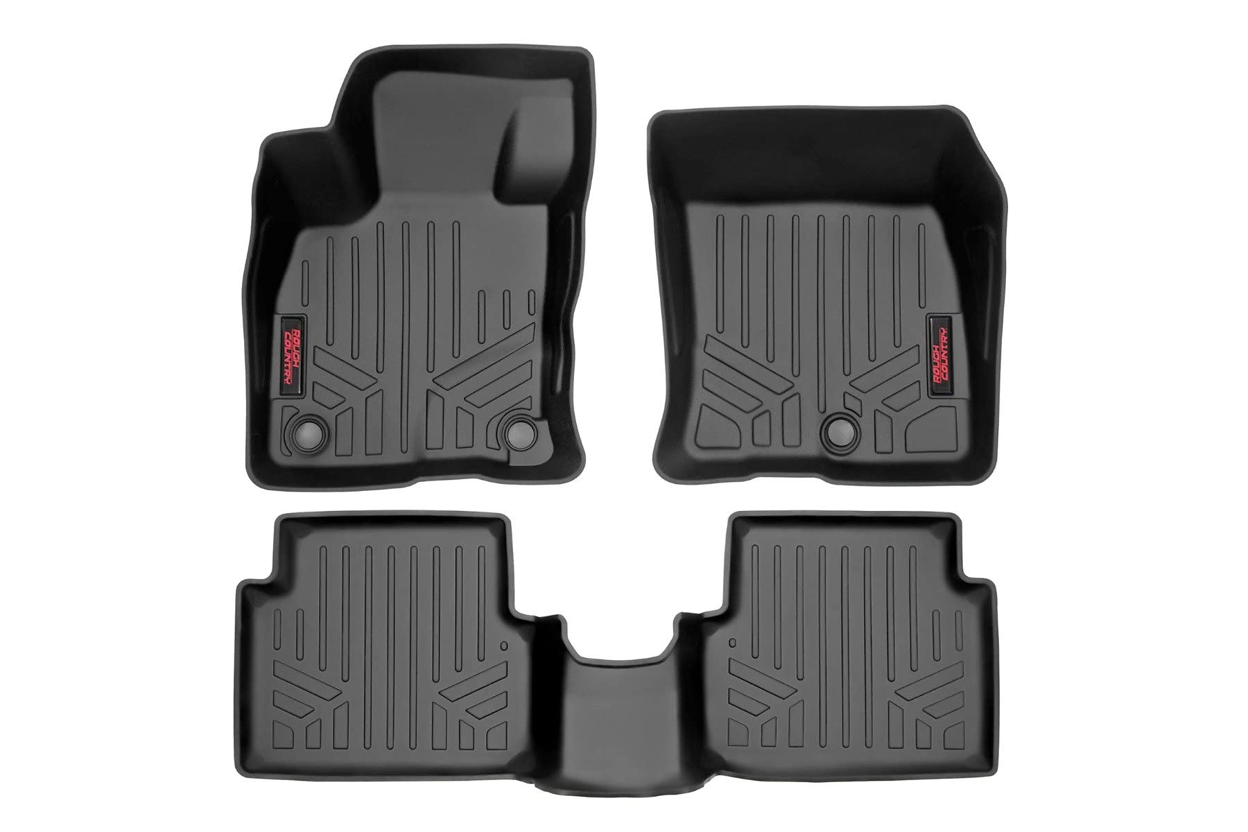 Rough Country Floor Mats Set All Weather for Ford Maverick 2.0L EcoBoost (2022-2025) - Waterproof Flexible Front & Back Mats