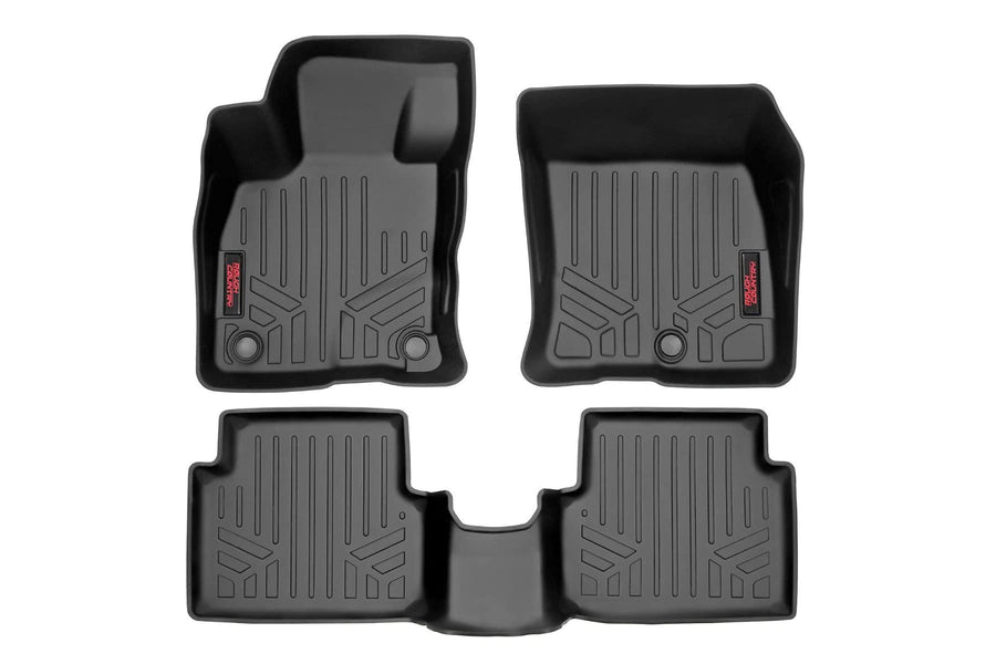 Rough Country Floor Mats Set All Weather for Ford Maverick 2.0L EcoBoost (2022-2025) - Waterproof Flexible Front & Back Mats