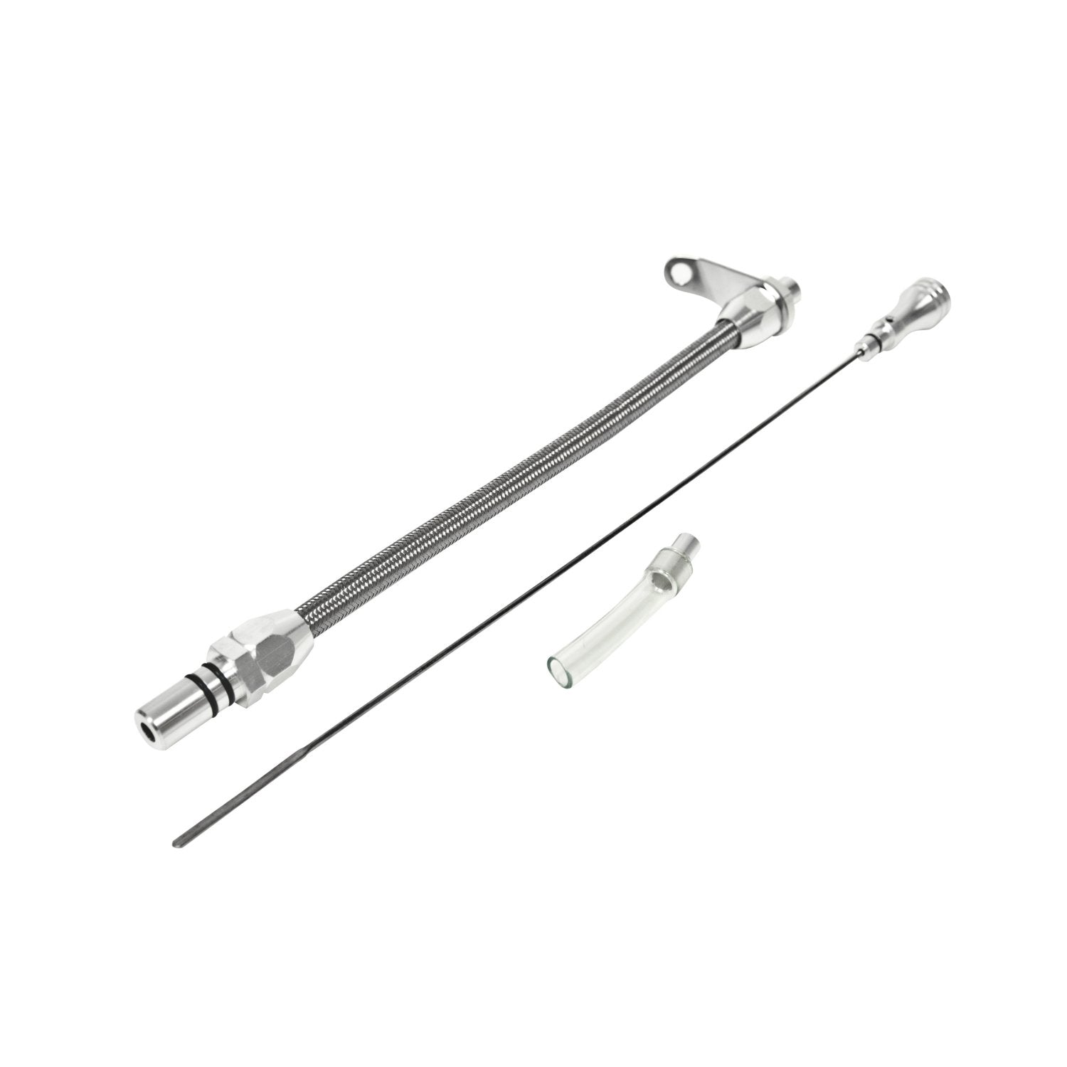 B&M 22166 Aluminum Braided Bell Housing Mount Transmission Dipstick for GM Turbo 400 Transmission