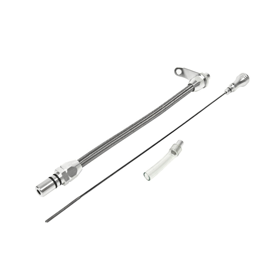B&M 22166 Aluminum Braided Bell Housing Mount Transmission Dipstick for GM Turbo 400 Transmission