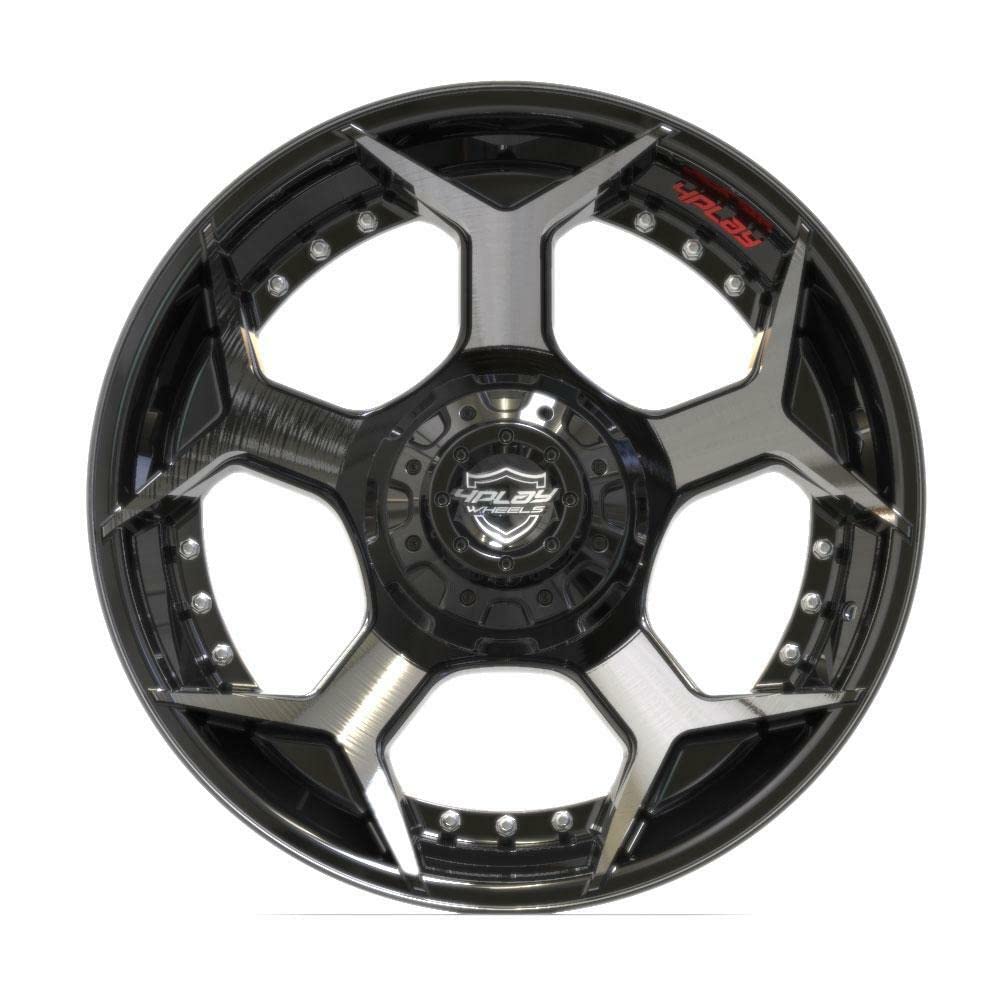 4PLAY Wheels 4P50-22100-6D55-18BBT Painted Brushed Black Wheel (22 x 10. inches /6 x 135 mm, -18 mm Offset)