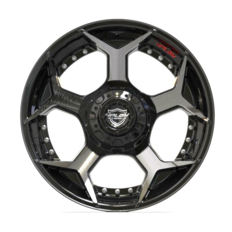 4PLAY Wheels 4P50-22100-6D55-18BBT Painted Brushed Black Wheel (22 x 10. inches /6 x 135 mm, -18 mm Offset)