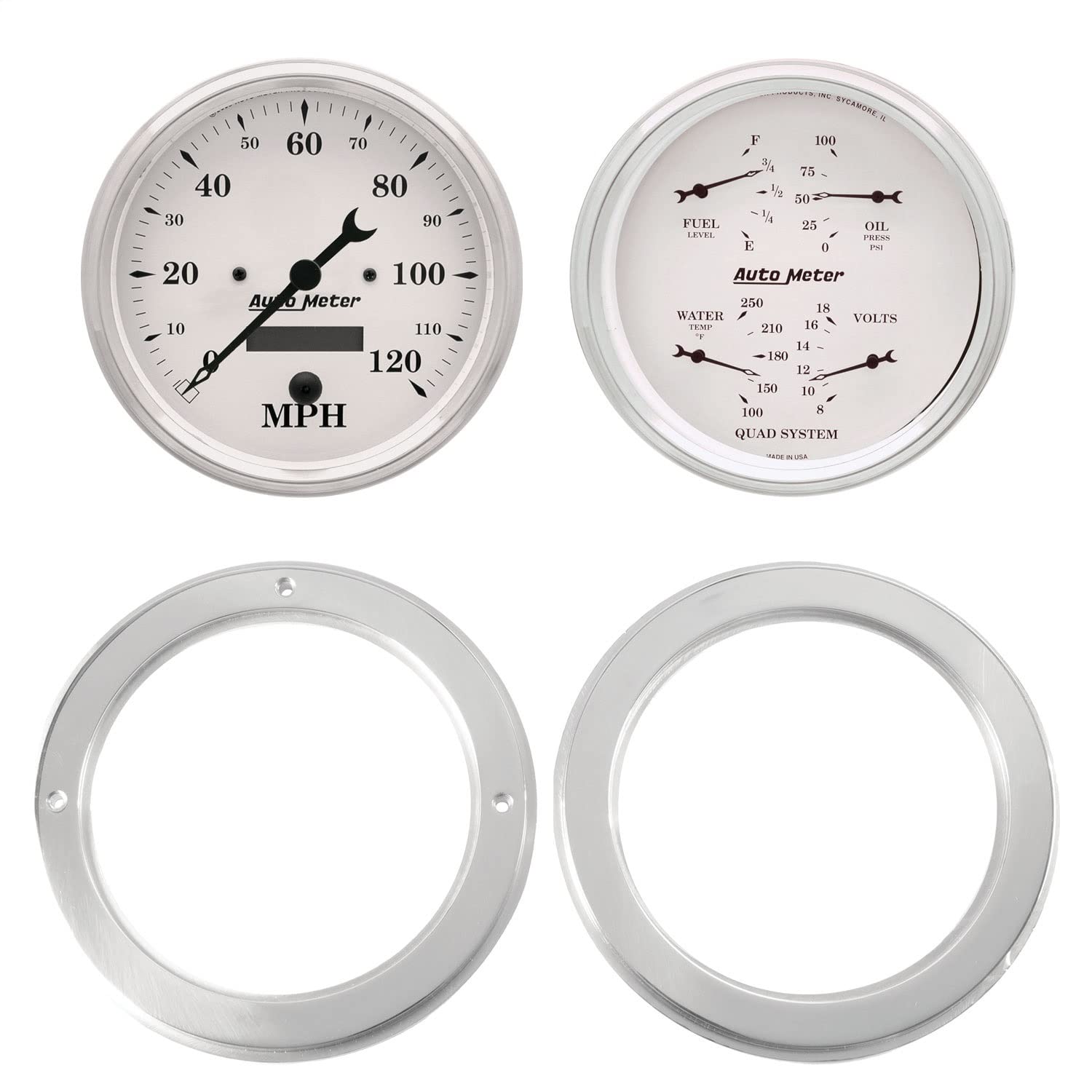 AutoMeter Dash Kit Direct Fit, 2 Pc, Chevy Truck 54-55, 2 X 5, Old-TYME White (7037-08)
