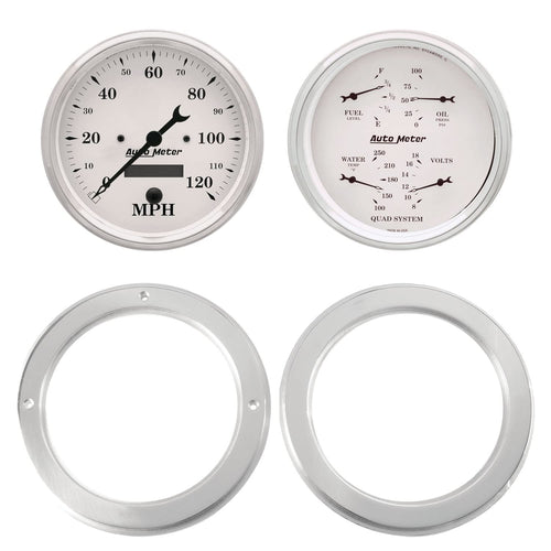 AutoMeter Dash Kit Direct Fit, 2 Pc, Chevy Truck 54-55, 2 X 5, Old-TYME White (7037-08)