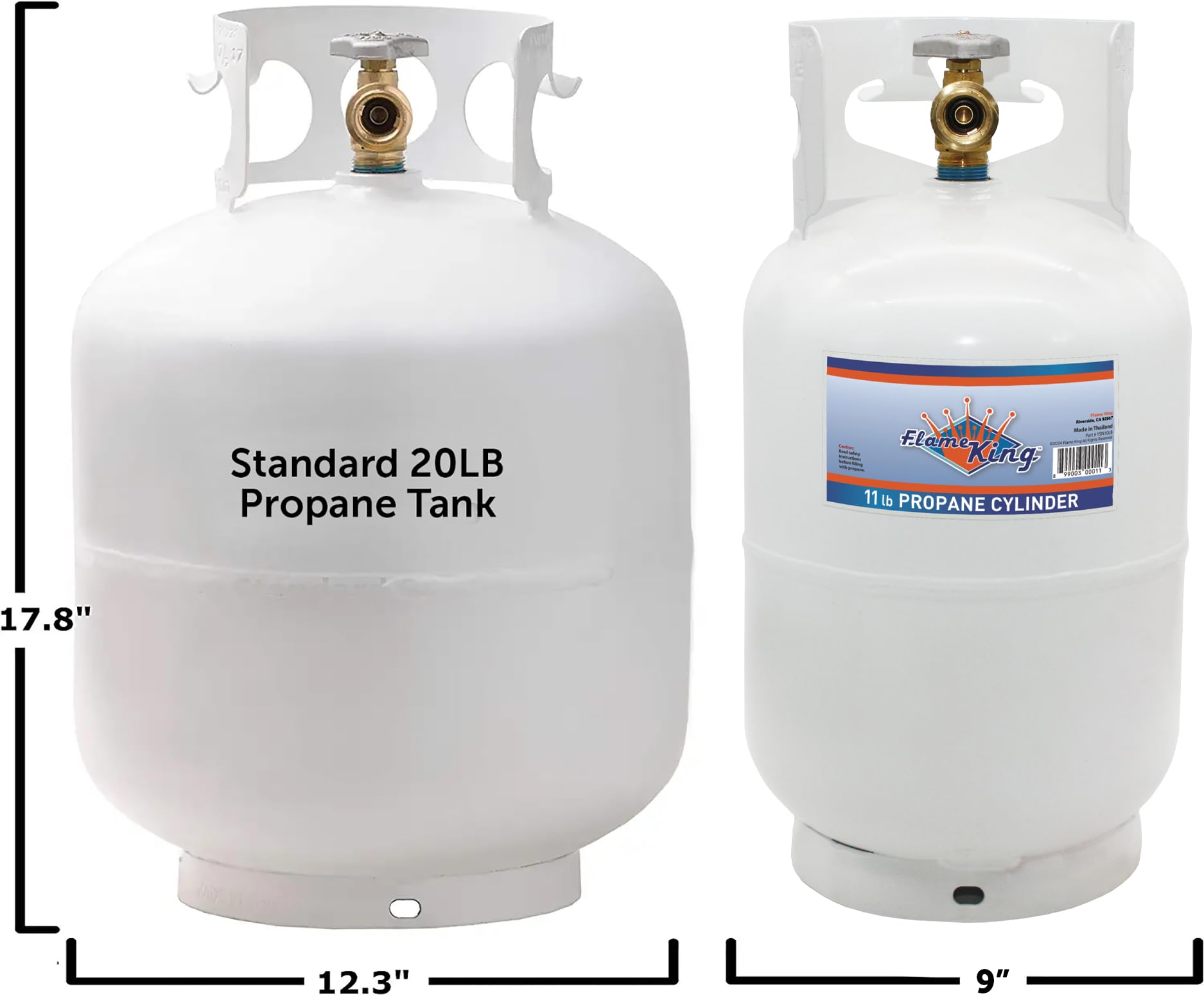10LB Flame King Steel Propane Tank Cylinder with Type 1 Overflow Protection Device Valve, Great for Camping, Fire Pits, Heaters, Grills, Overlanding, White