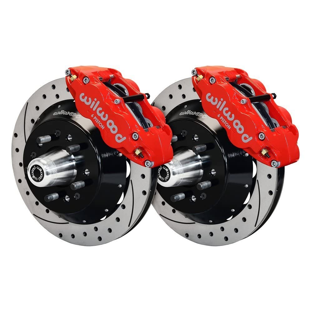 12.88" FNSL6R Front Hub Kit, Drilled, Red