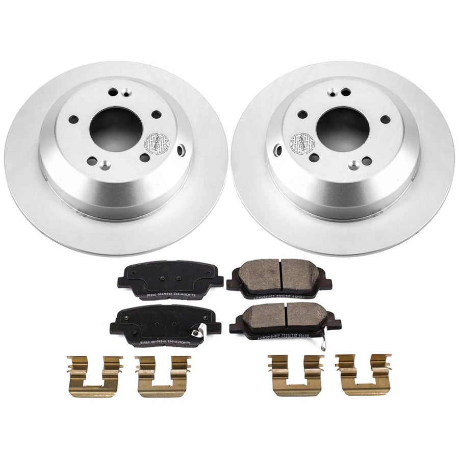 Power Stop Z17 Rear Coated Rotor Brake Kit-Coated Rotors and Ceramic Brake Pads For Hyundai Santa Fe XL 2019 [Model Specific]